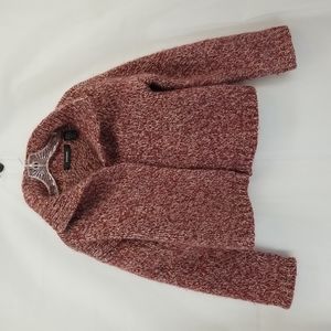 EXPRESS Burgandy Chunky Magnetic Button Closure Cropped Wool Sweater